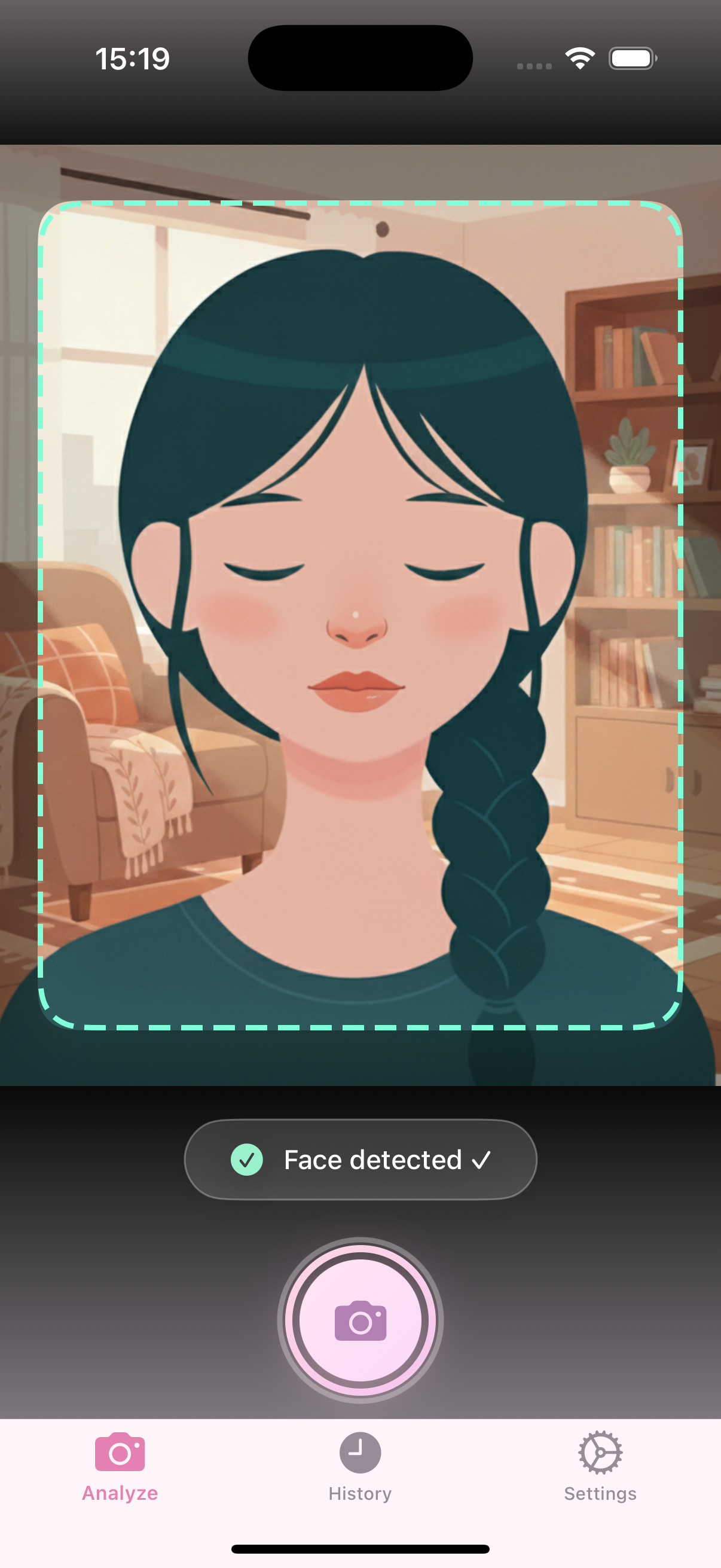 FaceGlow face capture screen